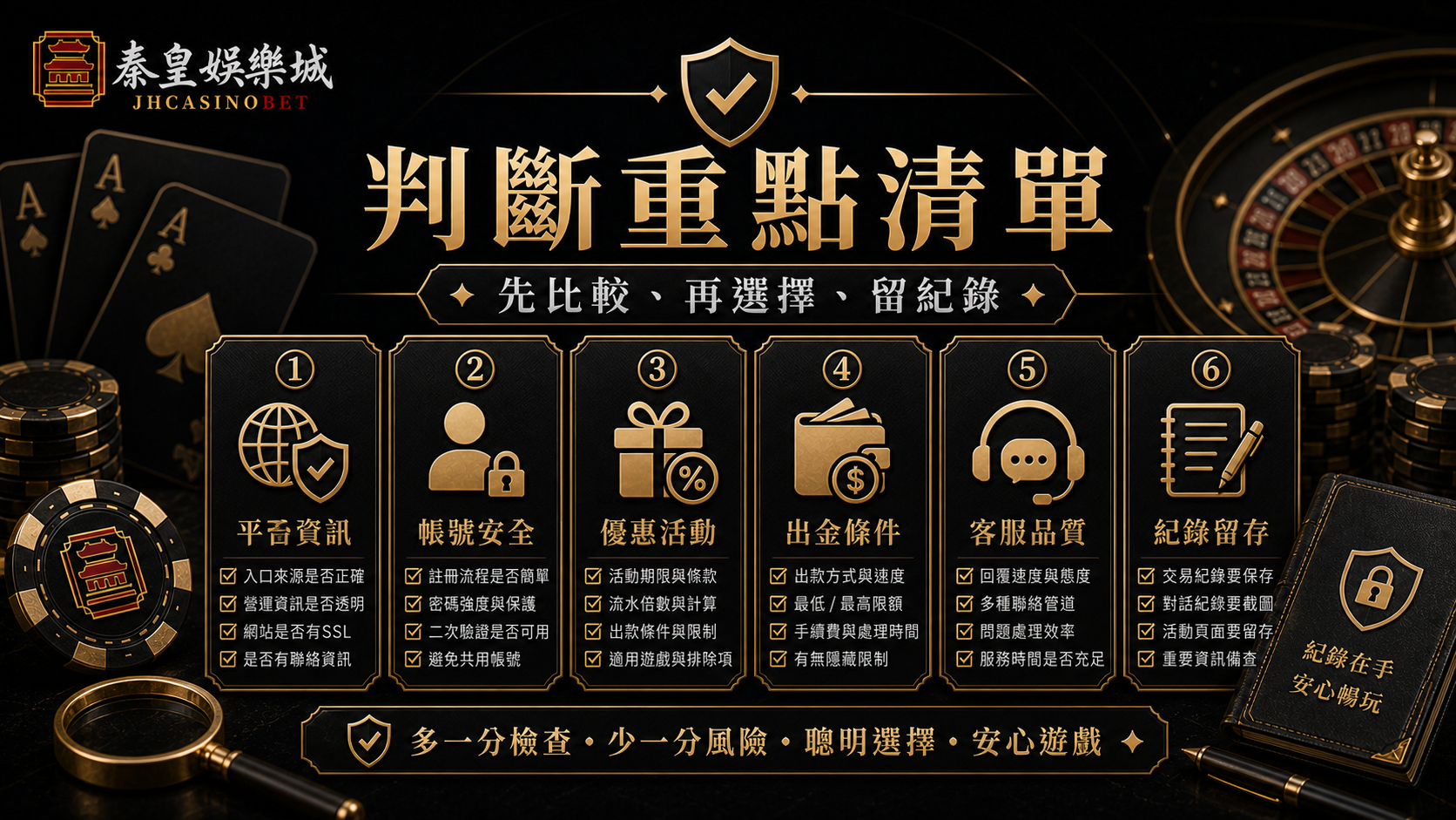 判斷重點清單，先比較、再選擇、留紀錄黑金內文圖