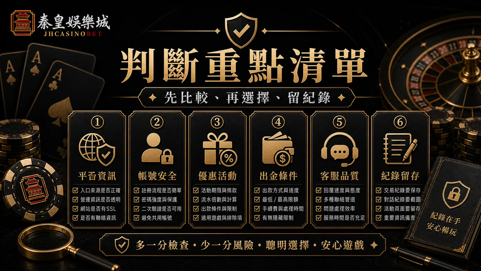 判斷重點清單,先比較、再選擇、留紀錄黑金內文圖
