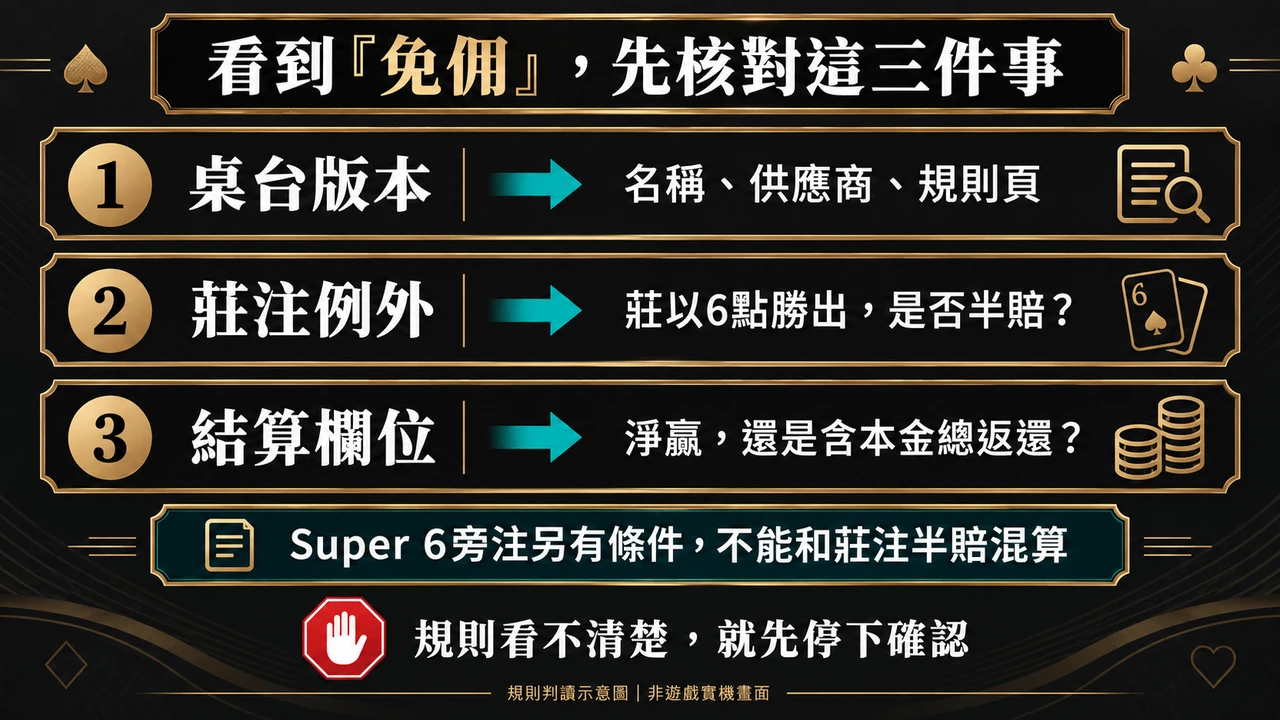 免佣百家樂核對流程:桌台版本、莊注例外與結算欄位